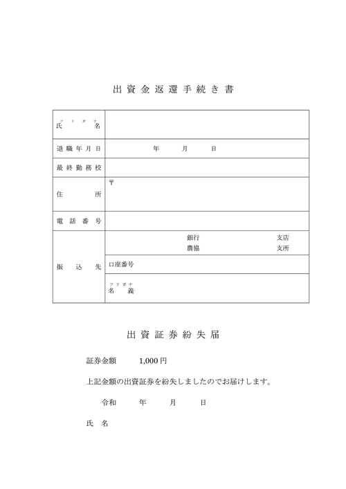 出資返還手続き書
